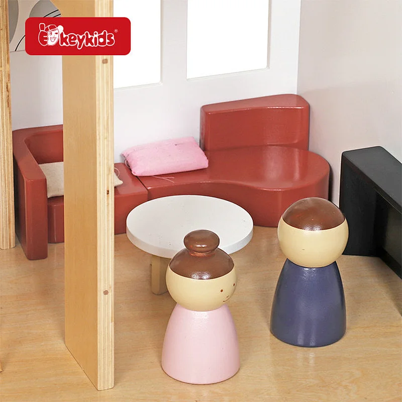 Stock Available Kids Modern Villa Toys Children Wooden Dollhouse with 49 Furnituee W06A539